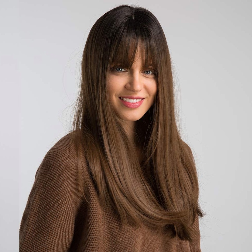 Realistic Ombre Wig with Bangs | Perruque Ombrée Ultra Naturelle avec Frange
